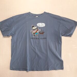 The Duck Co Mens Graphic T-Shirt Sz.2XL/Blue/Mackinac Island/Crew/Pirate Ship